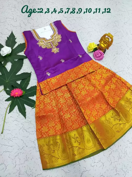 Post image *❣️Special Kids Collections*❣️*_💜PATTU PAAVADAI SET💜_*▪️(Girls' Silk Lehenga Choli)▪️*🫐Perfect Traditional Dress for your Princess*🫐🎀 *Very Good Aari Work*🎀  Hand Wash🎀  Semi Silk Material🎀  Ready To Wear Dress🎀  No Color fade
🔖 *Prices*🍂  Age 1-5  Rs.749/-🍂  Age 6-10  Rs.799/-🍂  Age 11-12  Rs.849/-👉 *Shipping charges Extra*📦
🍒🍒🍒🍒🍒🍒🍒🍒🍒🍒🍒