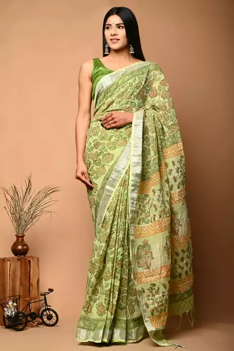 Cotton linen saree  uploaded by Medatwal feb on 6/16/2022