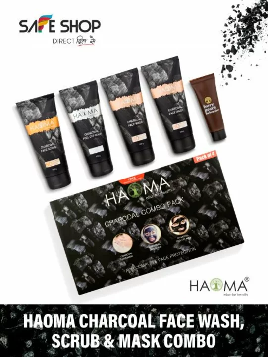 Haoma Glam Charcoal Face Wash, Scrub & Mask Combo
 uploaded by business on 6/16/2022
