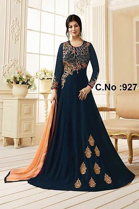 Post image Gown salwar suit embroidery nazmeen santoon georgete women new launched