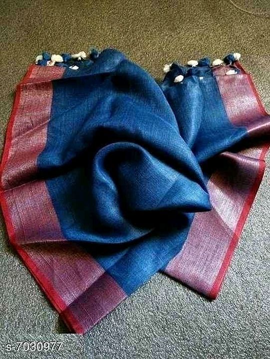 PURE linen linen SAREE WITH RED BORDER uploaded by business on 11/3/2020