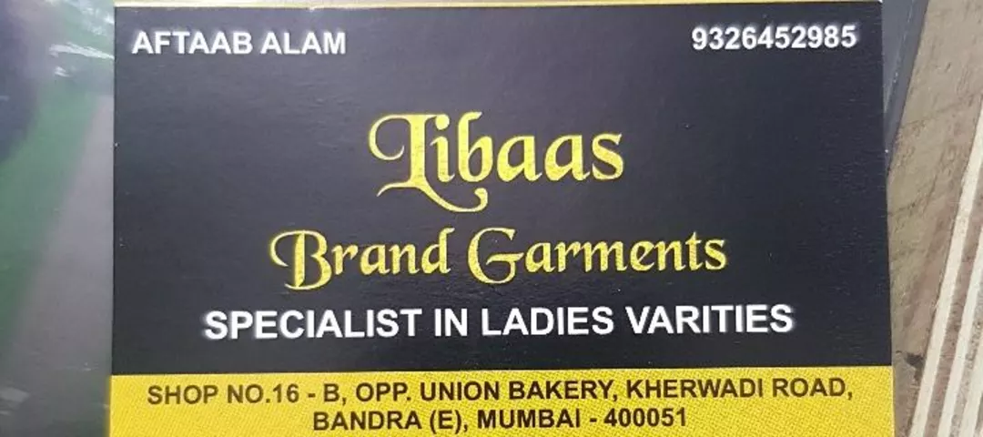 Visiting card store images of Libaas Brand Garments 