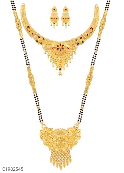 Post image *Catalog Name:* Fashionable Women Jewellery Set Vol 3
*Details:*Product Name: Fashionable Women Jewellery Set Vol 3Package Contains: 1 Necklace 2 Earrings 1 MangalsutraMaterial: CopperBrand: NyshaCollectionWork: MeenakariOccasion: PartyCombo: Pack of 1Ideal for: WomenWeight: 30Designs: 5
💥 *FREE Shipping* 💥 *FREE COD* 💥 *FREE Return &amp; 100% Refund* 🚚 *Delivery*: Within 7 days 