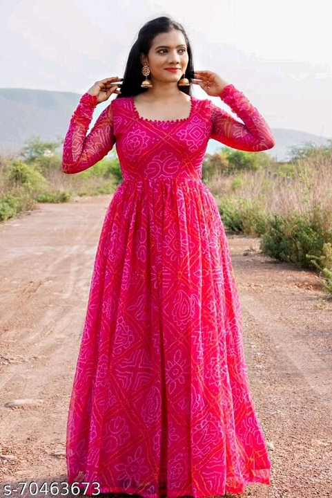 Post image New Luanch Bhandhej Gown for women-PINKName: New Luanch Bhandhej Gown for women-PINKFabric: GeorgetteSleeve Length: Long SleevesPattern: Dyed/ WashedNet Quantity (N): 1Sizes:L (Bust Size: 40 in, Waist Size: 40 in, Hip Size: 42 in, Shoulder Size: 15 in) XL, XXLNew Luanch Bhandhej Gown for women,Catloge : RADHARANIFabric : Soft &amp; Smooth Fox Georgette and Mill Print Fabric,Inner : Heavy Butter crep,Ghera : 2.80+,Length : 58+,Sleeve : Full sleeve,Size : L-40 AND XXL-44,BULLET POINT1) STANDARD FABRIC AND INNER,2) EXCELLENT TEACHING,3) LOWEST RATE,NOTE: DONT COMPPARE OTHER VENDORS CHEAP QUALITY AND FABRIC,KINDLY HURRY UP SO LIMITED STOCKS….,
Country of Origin: India