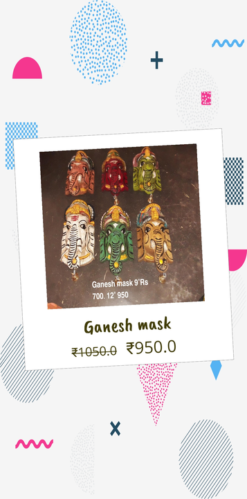 Ganesh mask 9" uploaded by SriAswathy arts on 6/17/2022