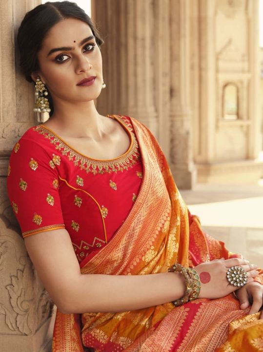 Bewitching Orange Zari Weaving Silk Festival Wear Saree🌷 uploaded by Rajershi Store on 6/17/2022