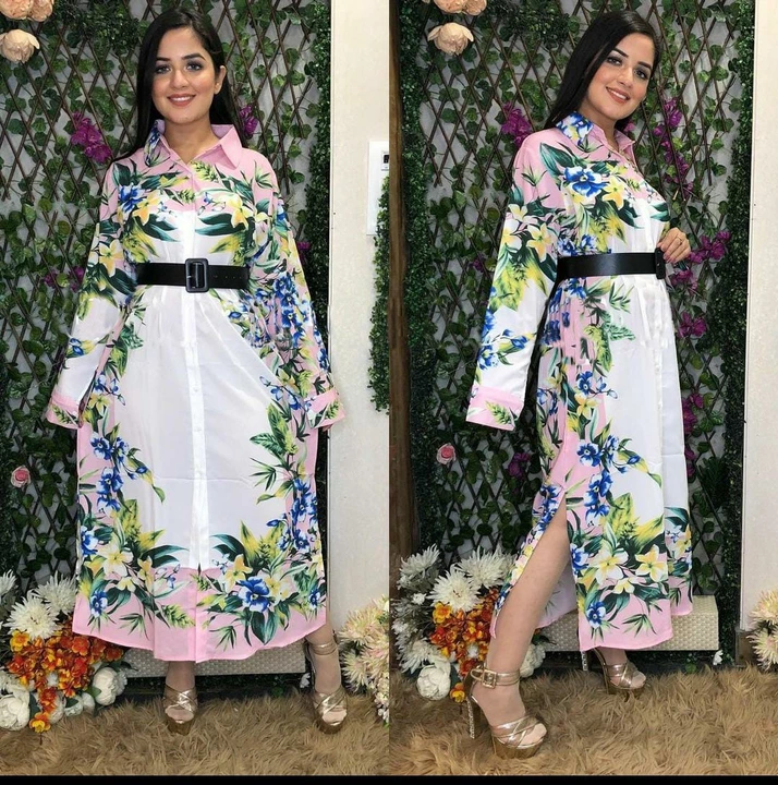 Long printed dress 👍
With belt 🤩
Size free upto 36 38 40  uploaded by Fashioncaliber on 6/18/2022