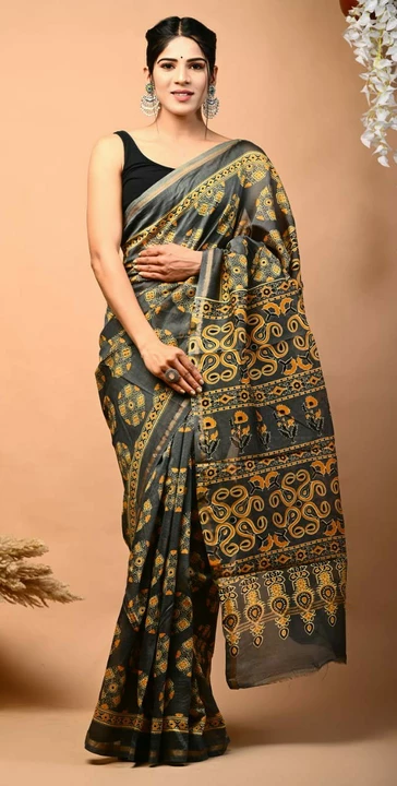 Post image 🍁New arrival🍁🍀Traditional collection🍀Ajrakh printHand block printed chanderi silk Sarees with blouseNatural dye n colorSuper quality:,fine fabric:,Size- 6.5 Ready to ship  *Price 1450+$*Contact no-- 8233639428