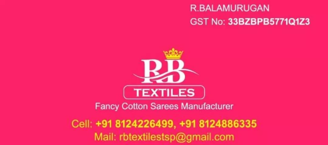 Visiting card store images of R B TEXTILES