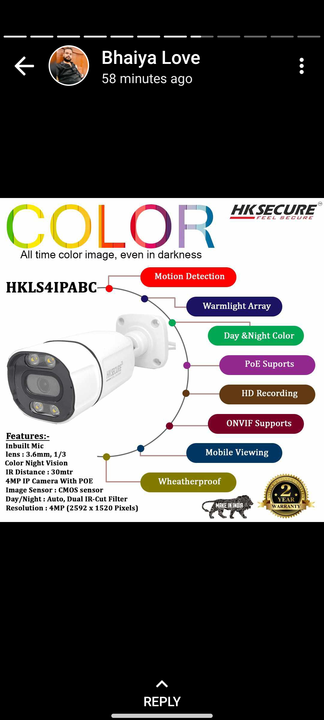 Hksecure 5mp Night Color IP Bullet CCTV Camera uploaded by business on 6/18/2022