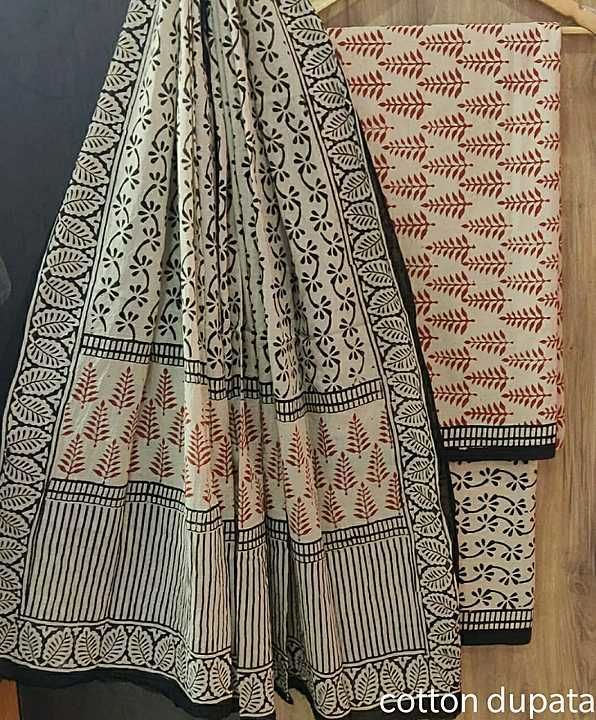 👆🏻Hand block printed cotton suits 
With cotton  duptta 
Top and bottom ( 2.5 + 2.5 metre)
Duptta   uploaded by business on 11/3/2020