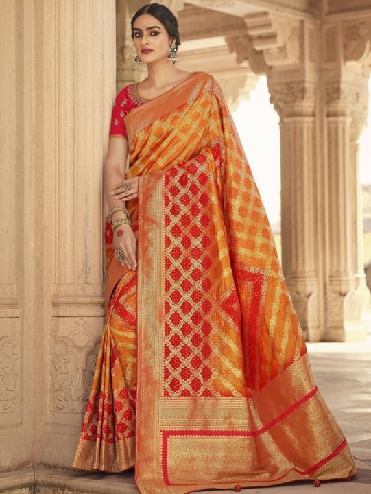 Bewitching Orange Zari Weaving Silk Festival Wear Saree🌷 uploaded by Rajershi Store on 6/19/2022