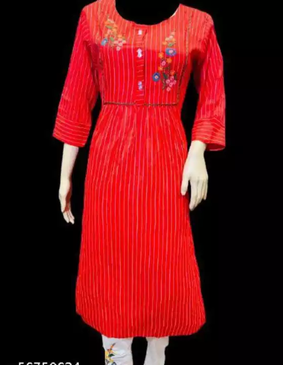 Red embroidary cotton kurti plazzo set uploaded by business on 6/19/2022
