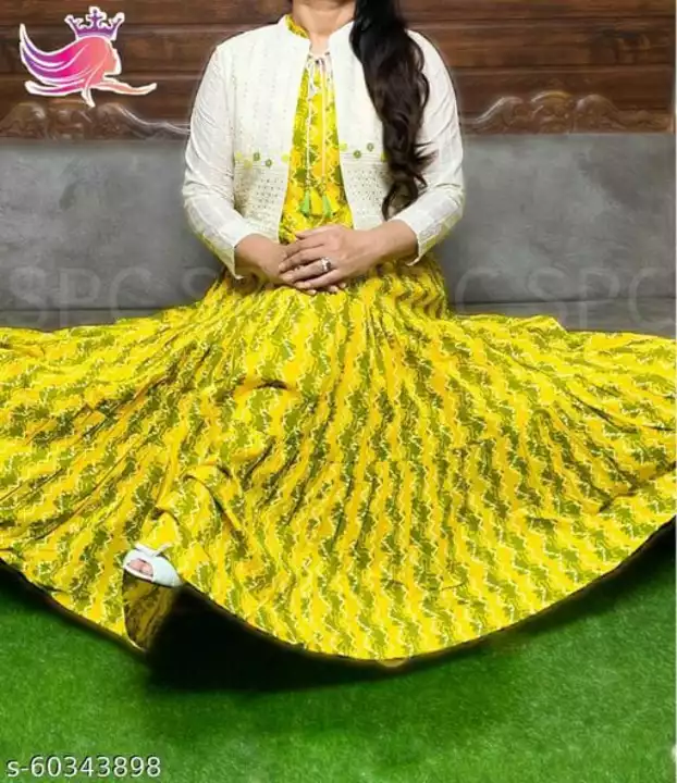 Yellow sipli cotton with inner rayon set uploaded by चिराग कॉर्पोरेशन on 6/19/2022