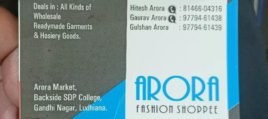 Visiting card store images of Arora fashion Shopee