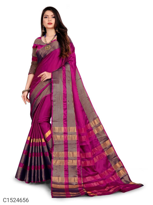 *Product Name:* Stunning Solid Cotton Silk Sarees With Stripes Border

*Details:*
Description:  Soli uploaded by business on 6/19/2022