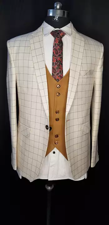 5 pcs suit checks stretchable blazer with plain waistcoat  uploaded by RIGEL SHINE on 6/19/2022