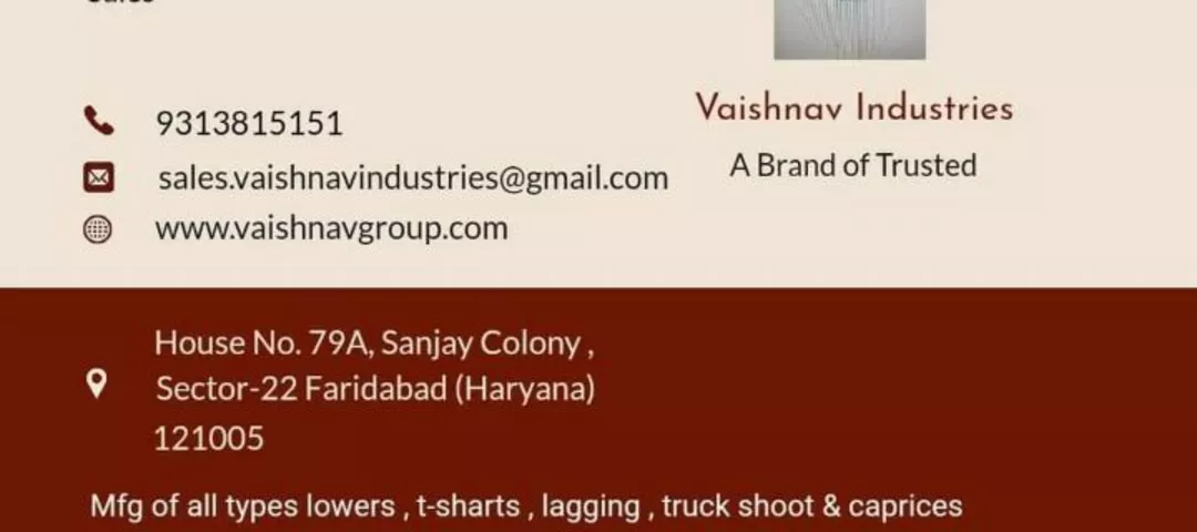 Visiting card store images of Vaishanv industries