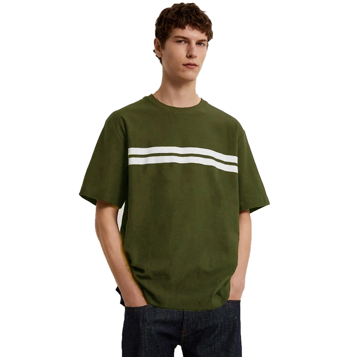 Styvibe Men Olive Green Contrast Detail Round Neck Half Sleeve T-Shirt uploaded by business on 6/21/2022