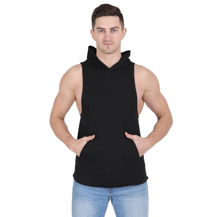 Styvibe Men Black Hooded Sleeveless Vest T-shirt uploaded by business on 6/21/2022