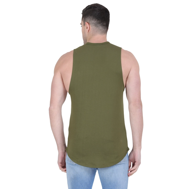 Styvibe Men Olive Green With Printed Patch Pocket Round Neck Sleeveless Vest T-shirt uploaded by Styvibe Fashion LLP on 6/21/2022