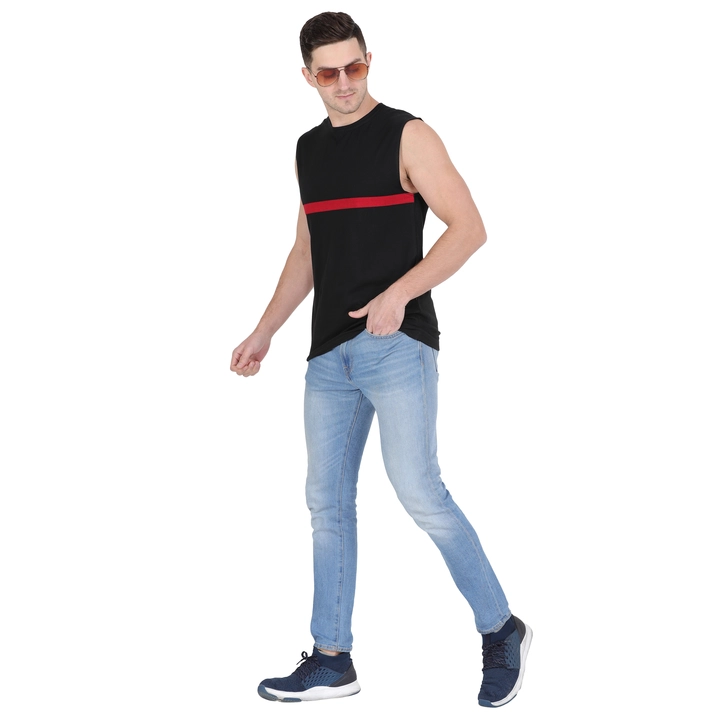 Styvibe Men Black With Contrast Detail Round Neck Sleeveless Vest T-shirt  uploaded by Styvibe Fashion LLP on 6/21/2022