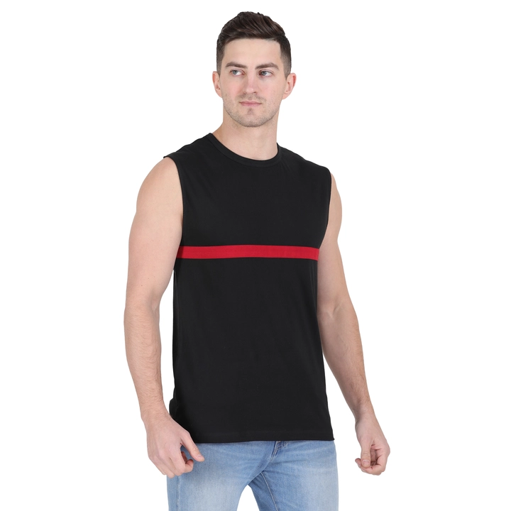 Styvibe Men Black With Contrast Detail Round Neck Sleeveless Vest T-shirt  uploaded by Styvibe Fashion LLP on 6/21/2022