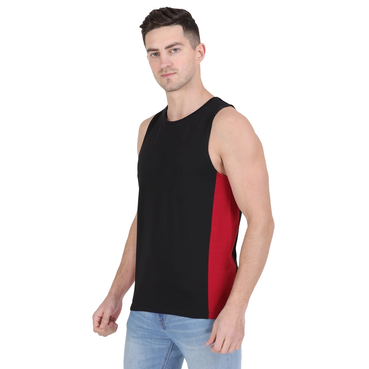 Sryvibe Men Black Cut & Sew Round Neck Sleeveless Vest T-shirt  uploaded by Styvibe Fashion LLP on 6/21/2022