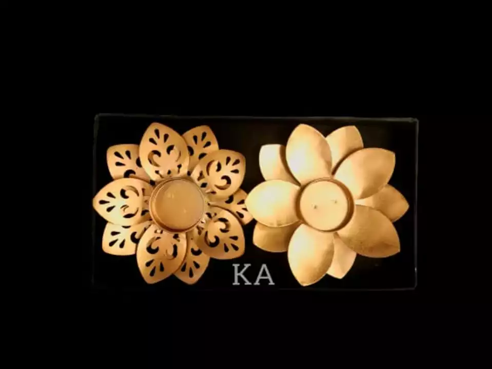 Golden Flower Shaped Metal T Lights  uploaded by Lucky shopping  on 6/21/2022