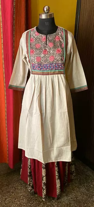 Pure cotton and khadi mix n match hand embroidery kurti uploaded by business on 6/21/2022