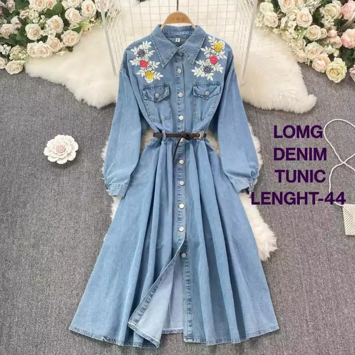 long denim tunic uploaded by cloth collection on 6/22/2022