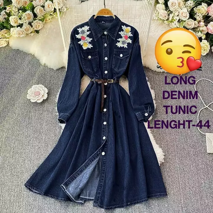 long denim tunic uploaded by cloth collection on 6/22/2022