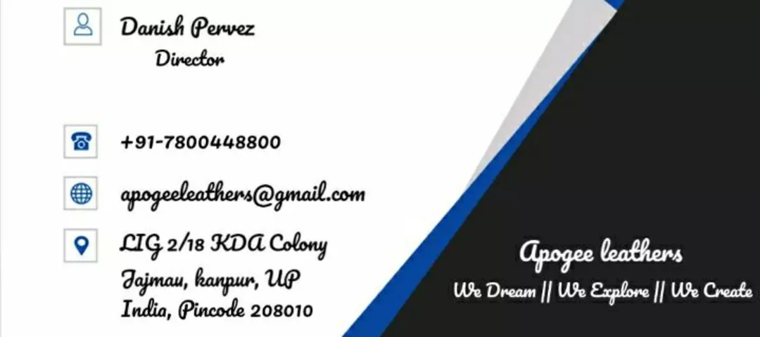 Visiting card store images of Apogee leathers