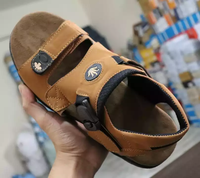 Lazy21 🤩 Synthetic Leather Tan 🤎  Velcro Comfort And Fashionable Daily Wear Sandals For Men  uploaded by .lazy21.com on 6/22/2022