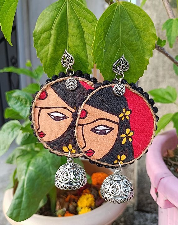 Fabric handpainted earring uploaded by Crafty Shayani on 11/4/2020