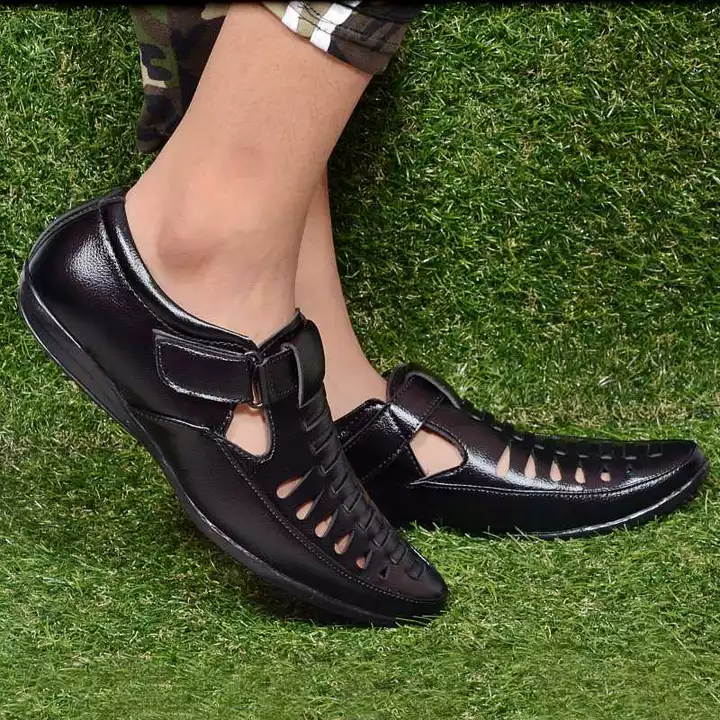 📣Lazy21 🤩🥳 Synthetic Leather Black 🖤 Velcro Comfort 🤩 Fashionable Daily Wear Sandals For Men 😍 uploaded by .lazy21.com on 6/22/2022