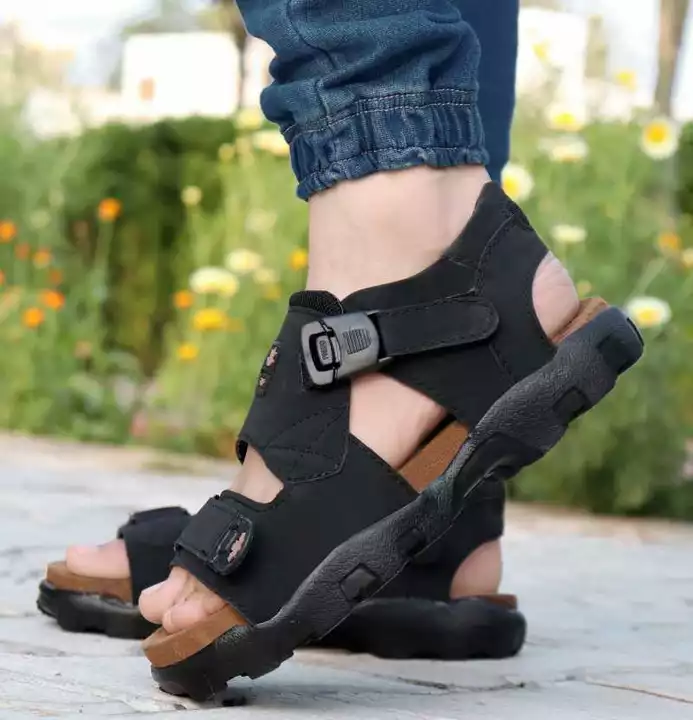 📣Lazy21 Synthetic Leather Black Sandal🖤 Comfort Velcro 🤩 Fashionable Daily Wear Sandals For Men  uploaded by .lazy21.com on 6/22/2022