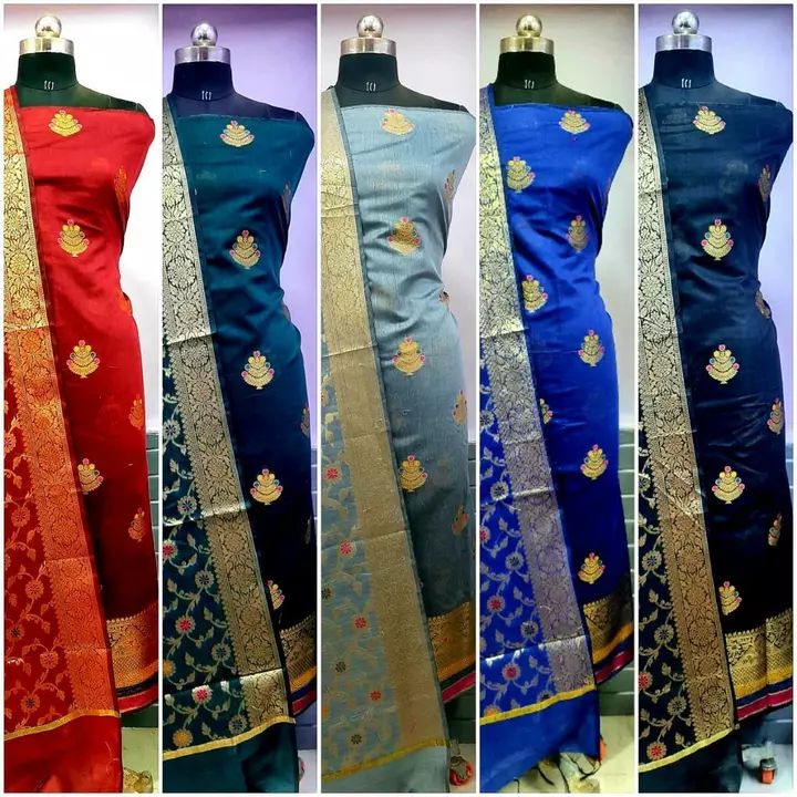 Post image Banarasi soft cotton suit. Weaving with zari and resham