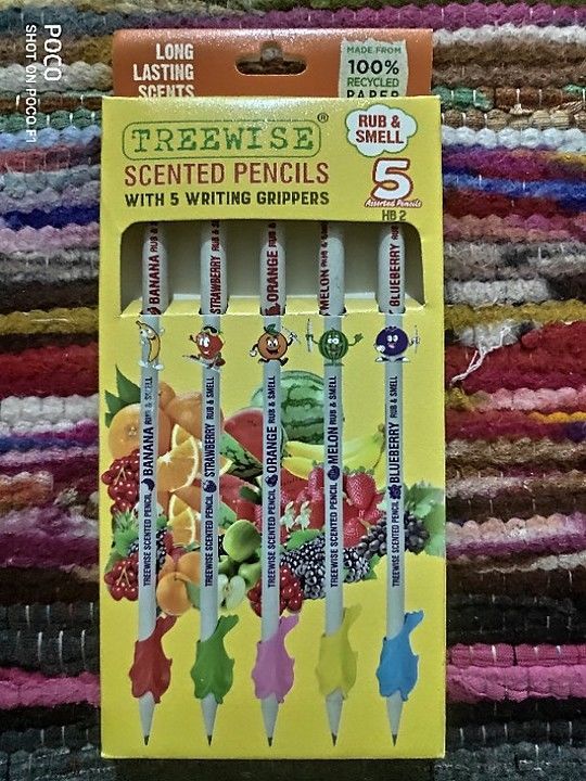 Woodfree Long Lasting Scented 5 HB2  Pencils With Writing Grippers uploaded by KAZ Eco Friendly Products on 11/5/2020