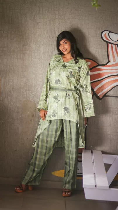Smart Decent Kurti Pant Set With Beautiful Fabric Belt uploaded by business on 6/23/2022