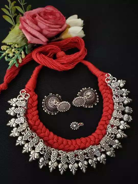 Oxidized Thread Red Choker Set uploaded by Vaamika Collection on 6/23/2022