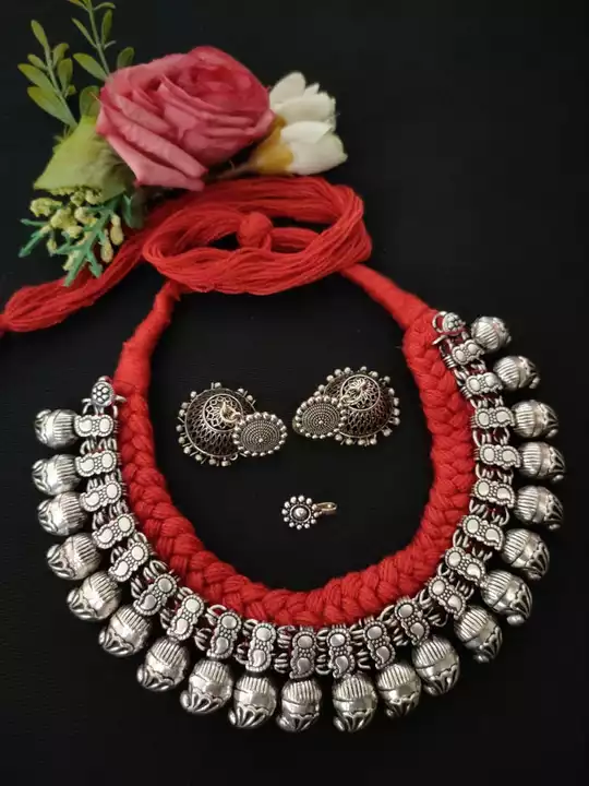Oxidized Thread Red Choker Set uploaded by Vaamika Collection on 6/23/2022