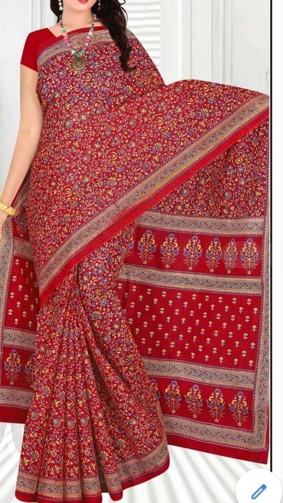 Printed cotton saree with BP uploaded by business on 6/23/2022