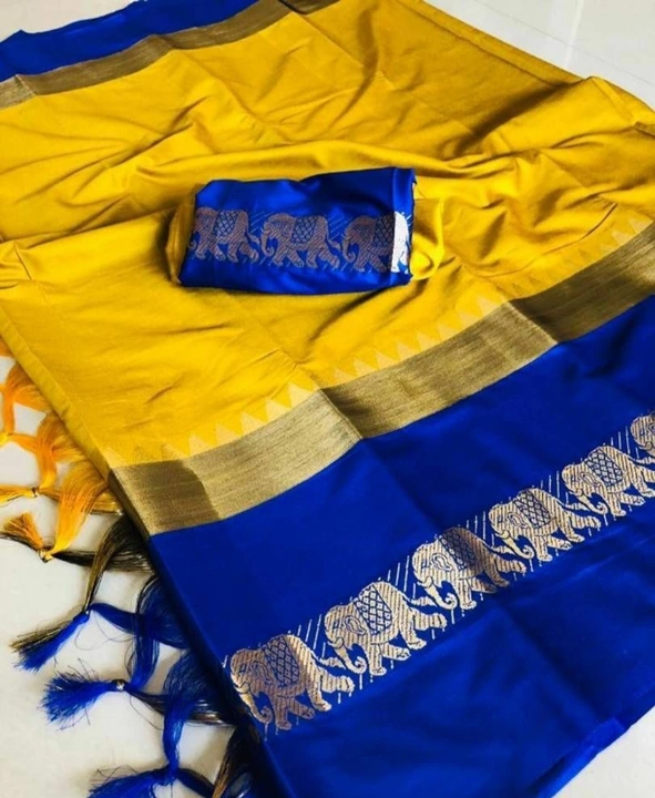 Beautiful cotton silk Saree with Blouse piece.
 uploaded by business on 6/23/2022