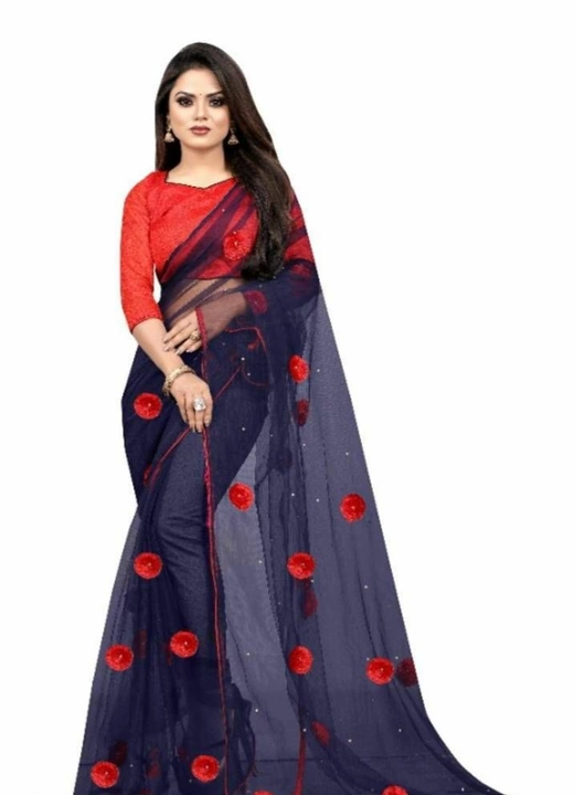 Stylish net Saree with blouse uploaded by business on 6/23/2022