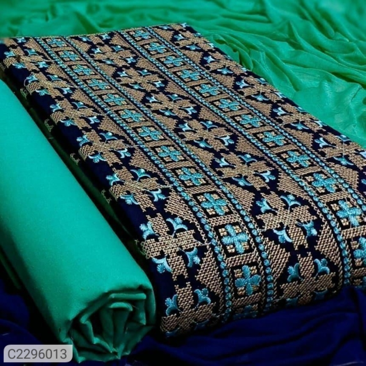 Product image of Latest Embroidered Cotton Dress Material\Suit , price: Rs. 765, ID: latest-embroidered-cotton-dress-material-suit-253e3446