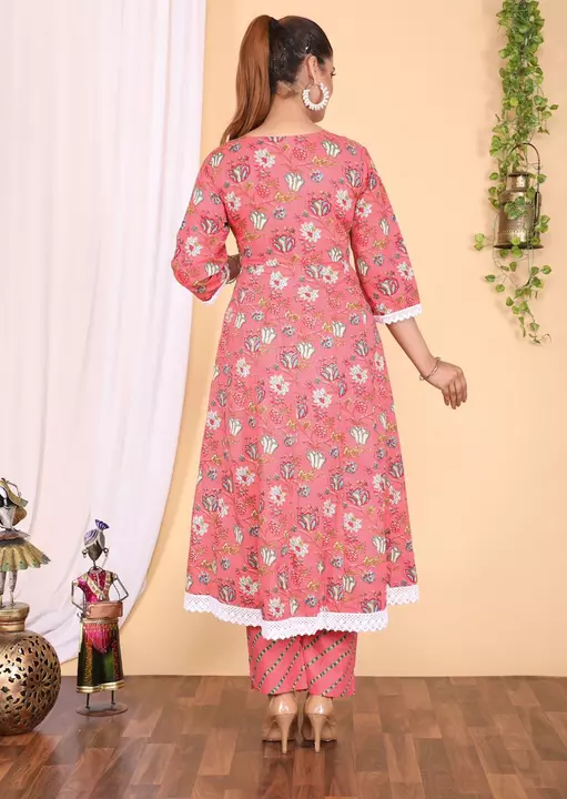 Beautiful Design with heavy designer lace work on yoke and sleeves 
Kurti with Pant 
Kurti uploaded by business on 6/24/2022