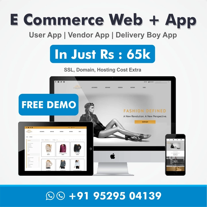Post image We do web development and digital marketing for any b2c and b2b business. Native mobile app, multivendor, along with website. Technology flutter. Only @ 65000Let me know if you required. + 91 9529504139