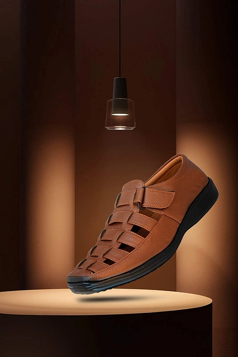 🎉🥳 Lazy21 Synthetic Leather Tan 🤎 Velcro Comfort 🤩 Fashionable Daily Wear Roman Sandals For Men  uploaded by www.lazy21.com on 6/24/2022