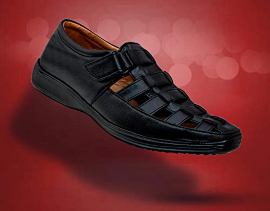 📣 Lazy21 Synthetic Leather Black 🖤 Comfort 🤩 Fashionable Daily Wear Velcro Roman Sandals For Men  uploaded by .lazy21.com on 6/24/2022